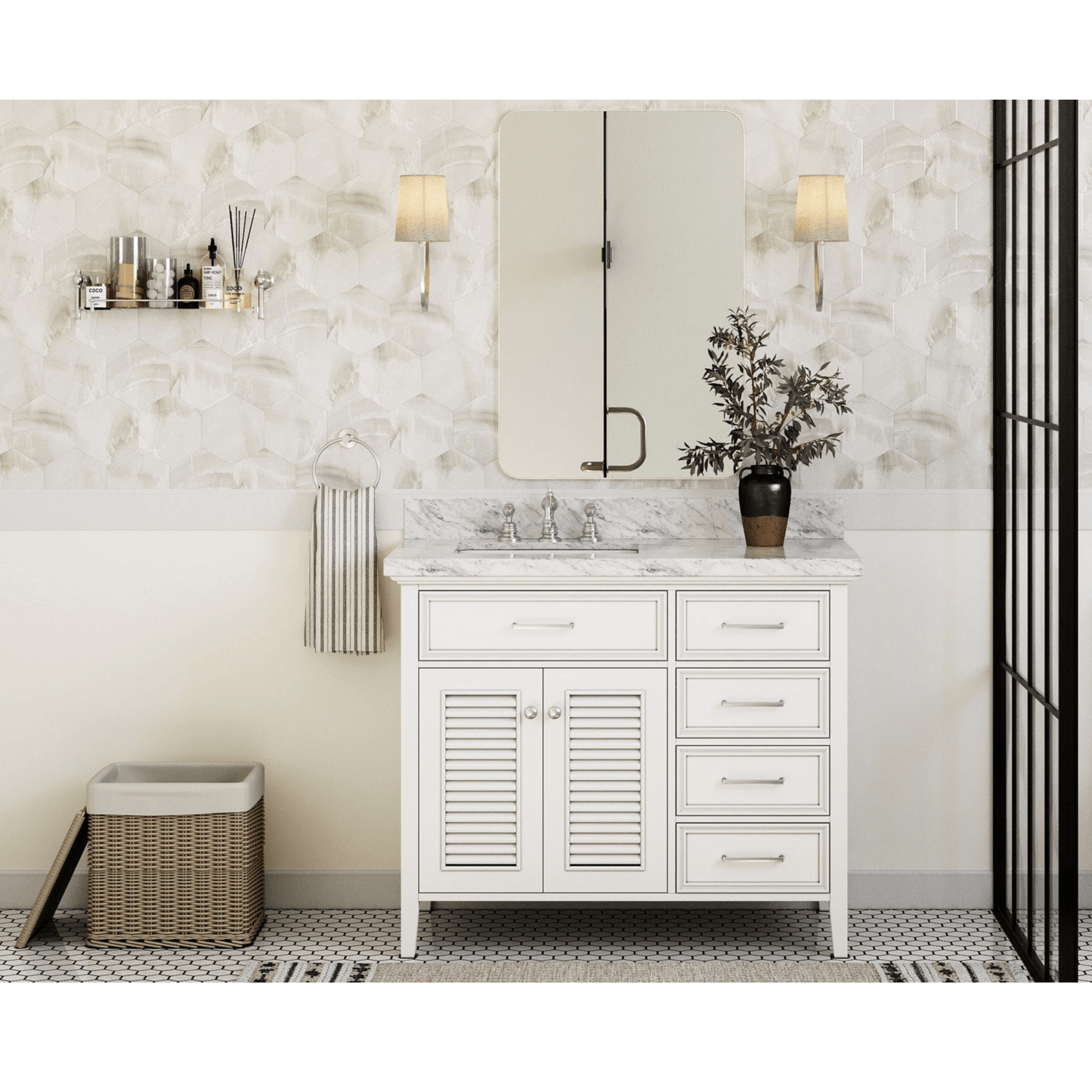 Ariel Kensington 43" Traditional White Left Offset Single Sink Vanity