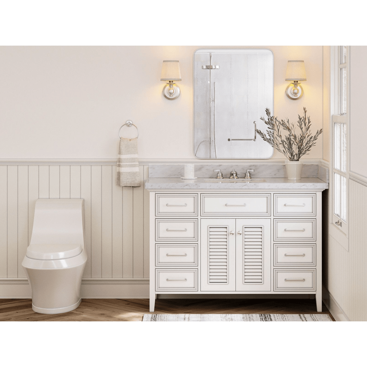 Ariel Kensington 49" Traditional White Single Sink Vanity