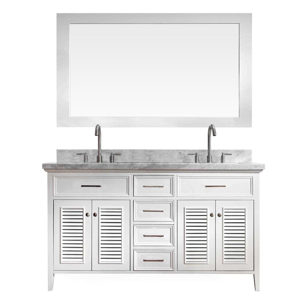 ARIEL Kensington 61" Double Sink Vanity Set in White (D061D-WHT)
