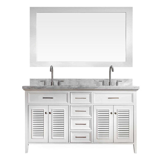 ARIEL Kensington 61" Double Sink Vanity Set in White (D061D-WHT)