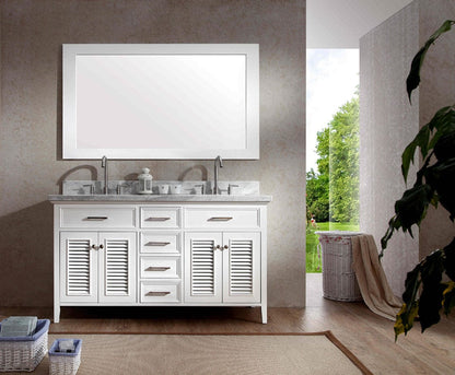 Ariel Kensington 61 Double Sink Vanity Set in White