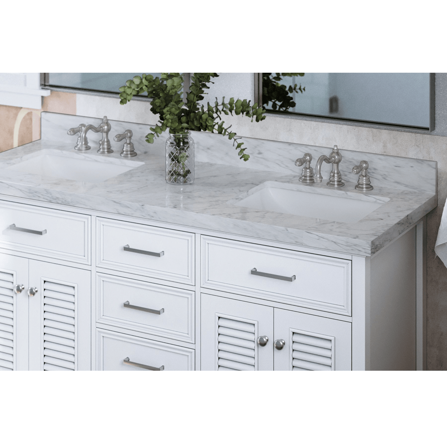 Ariel Kensington 61" Traditional White Double Sink Vanity
