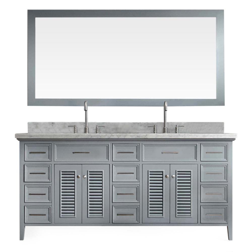 ARIEL Kensington 73" Double Sink Vanity Set in Grey (D073D-GRY)