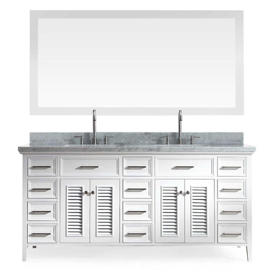 ARIEL Kensington 73" Double Sink Vanity Set in White (D073D-WHT)