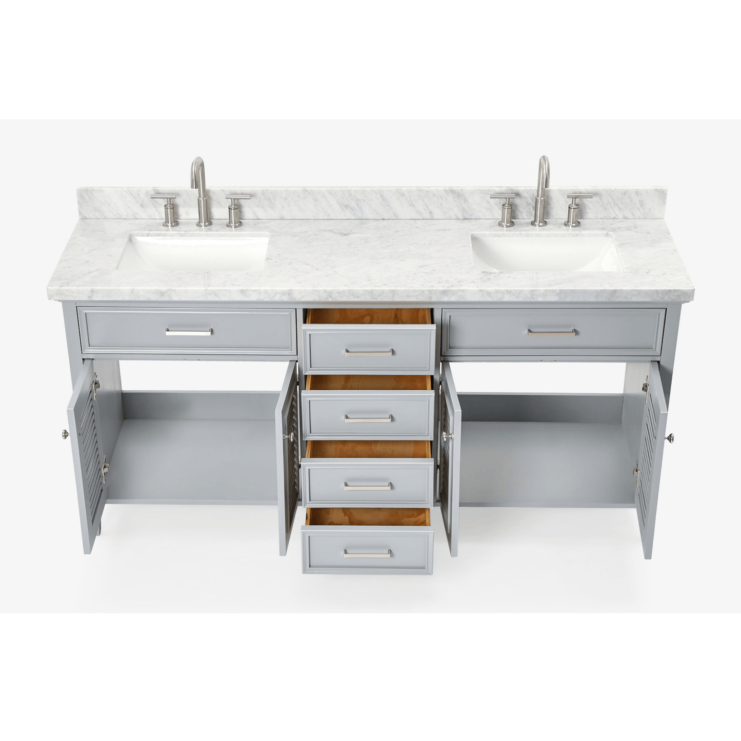 Ariel Kensington 73" Traditional Grey Double Sink Vanity