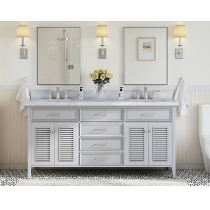 Ariel Kensington 73" Traditional Grey Double Sink Vanity