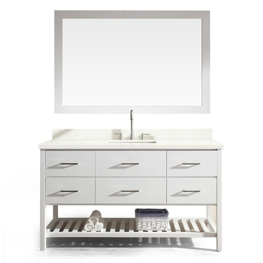 Ariel Shakespeare 61" Single Sink Vanity Set in White