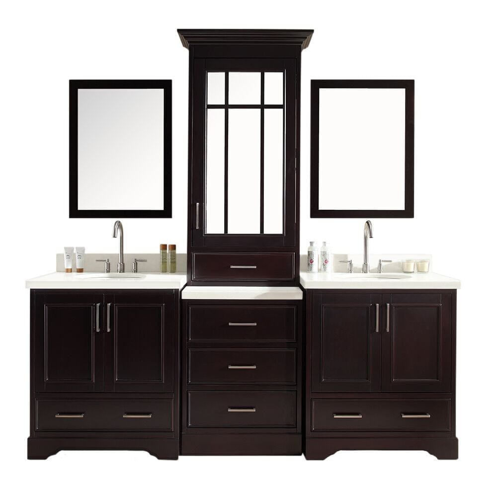 85" Double Sink Vanity Set In Espresso