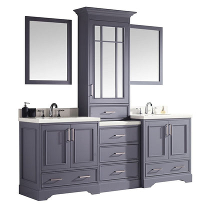 85" Double Sink Vanity Set In Grey