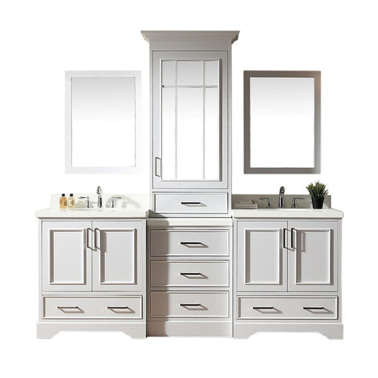 85" Double Sink Vanity Set In White