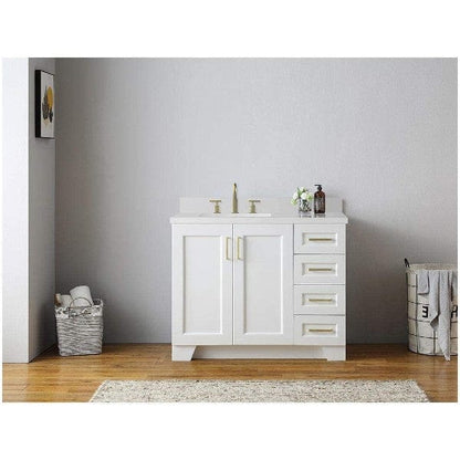 Ariel Taylor 43" Modern White Left Offset Single Rectangle Sink Vanity