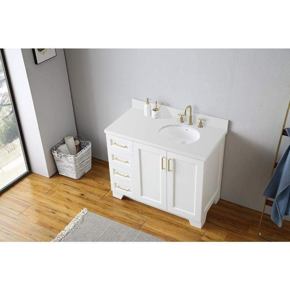 Ariel Taylor 43 Right Offset Single Oval Sink Vanity In White