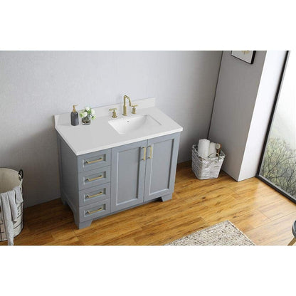 Ariel Taylor 43 Right Offset Single Rectangular Sink Vanity In  Grey