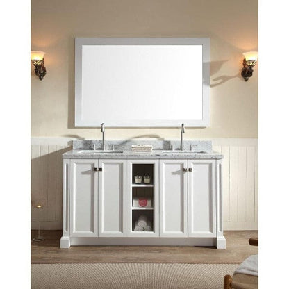 Ariel Westwood 61" Contemporary White Double Rectangle Sink Vanity Set