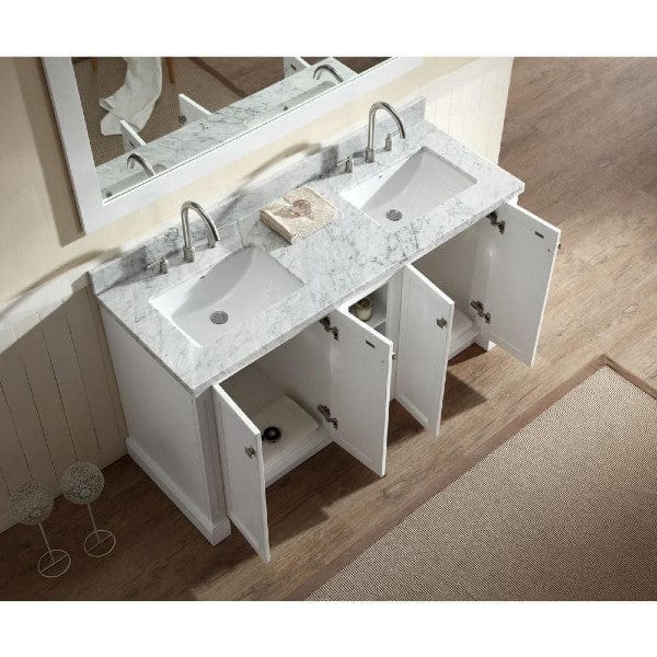 Ariel Westwood 61" Contemporary White Double Rectangle Sink Vanity Set