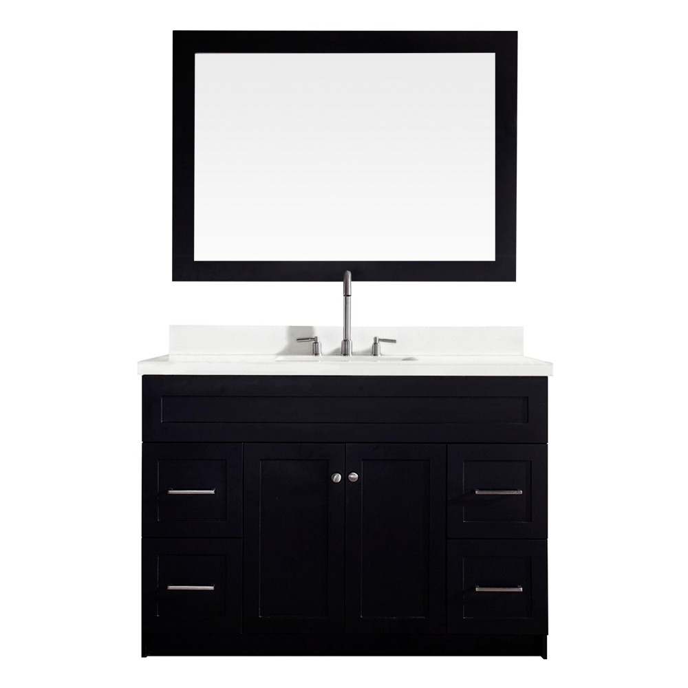 Ariel Hamlet 49" Single Sink Vanity Set with White Quartz Countertop in Black
