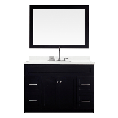 Ariel Hamlet 49" Single Sink Vanity Set with White Quartz Countertop in Black