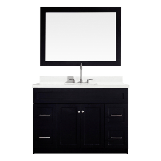 Ariel Hamlet 49" Single Sink Vanity Set with White Quartz Countertop in Black