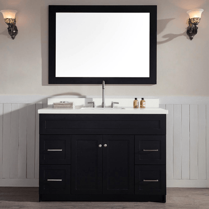 Ariel Hamlet 49 Single Sink Vanity Set with White Quartz Countertop in Black