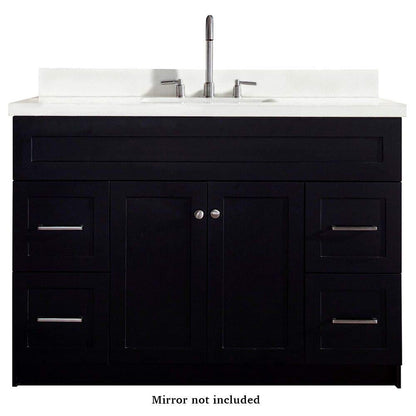 Ariel Hamlet 49 Single Sink Vanity Set with White Quartz Countertop in Black