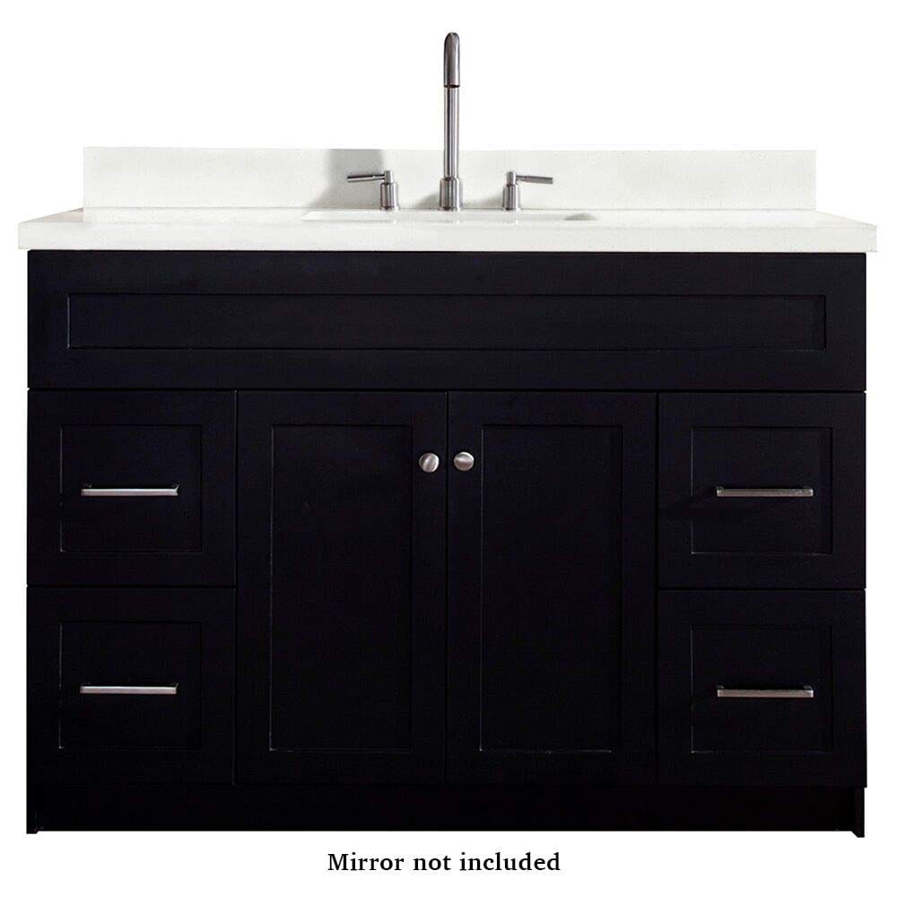 Ariel Hamlet 49 Single Sink Vanity Set with White Quartz Countertop in Black