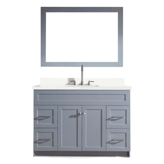 Ariel Hamlet 49" Single Sink Vanity Set with White Quartz Countertop in Grey