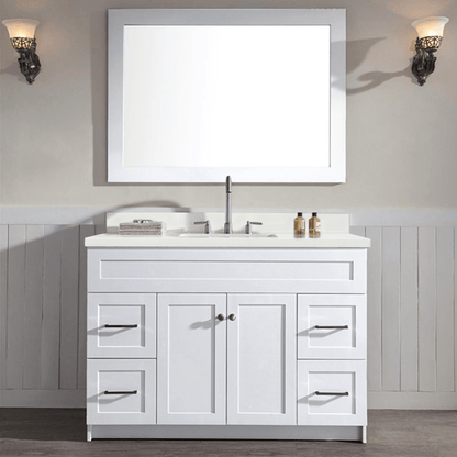 Ariel Hamlet 49 Single Sink Vanity Set with White Quartz Countertop in White