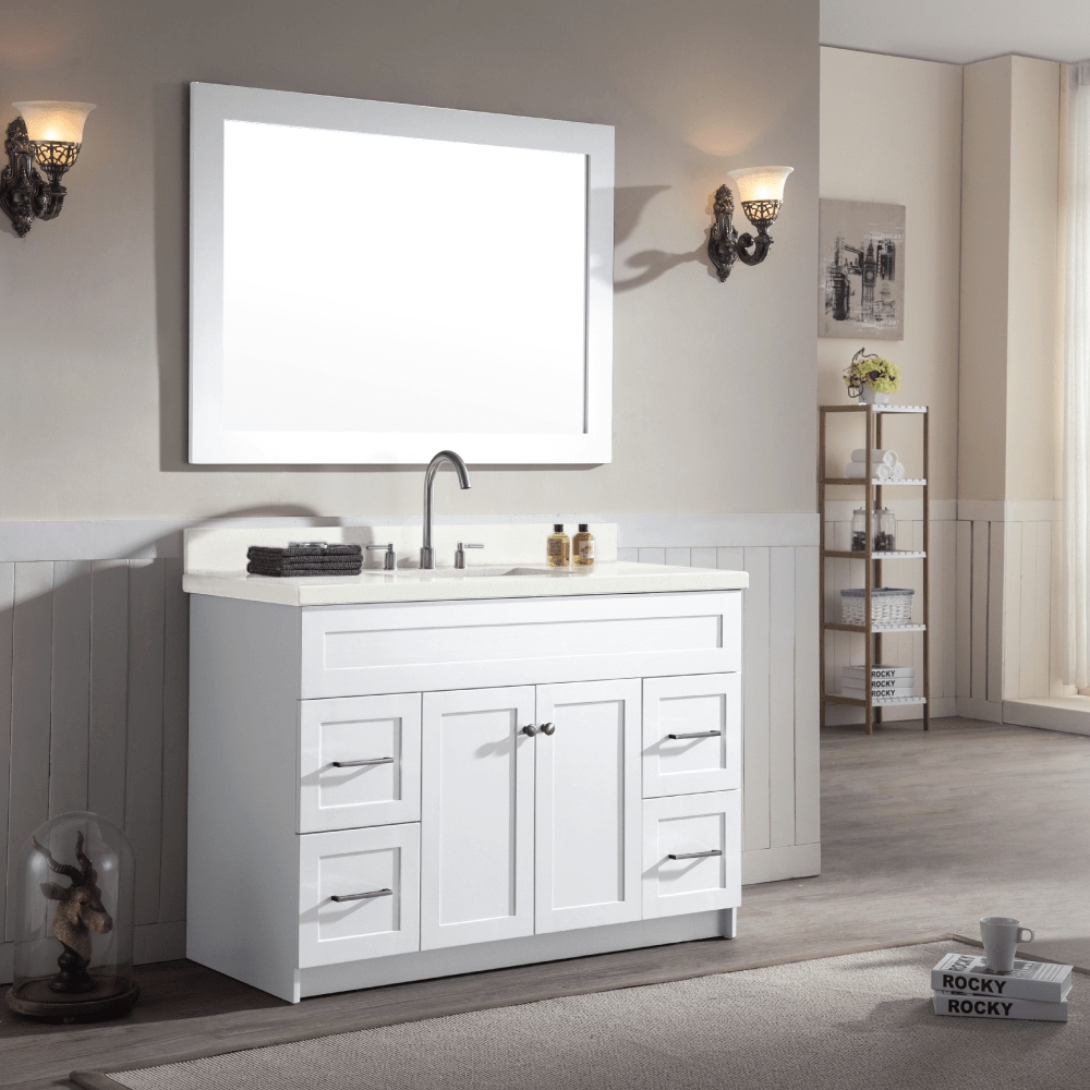 Ariel Hamlet 49 Single Sink Vanity Set with White Quartz Countertop in White