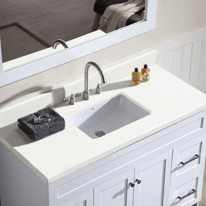 Ariel Hamlet 49 Single Sink Vanity Set with White Quartz Countertop in White