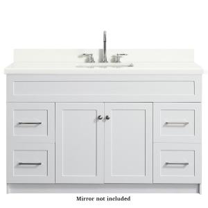55 Single Sink Vanity Set With White Quartz Countertop In White