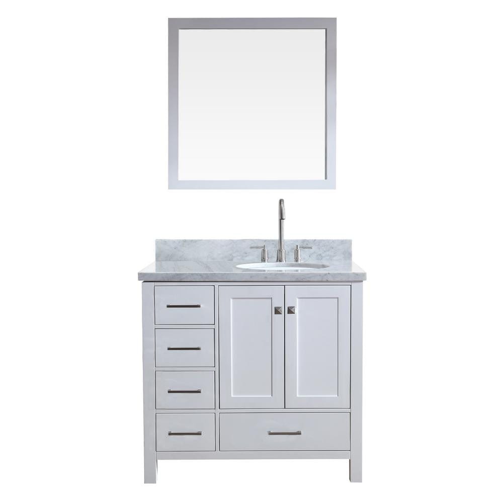 ARIEL Cambridge 37" Single Sink Vanity Set w/ Right Offset Sink in White