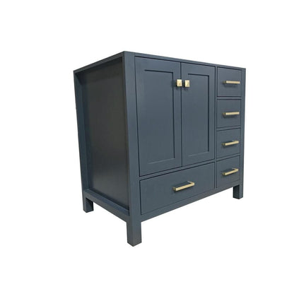 Ariel Cambridge 36 Left Offset Single Sink Base Cabinet In Midnight Blue