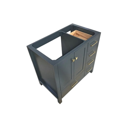 Ariel Cambridge 36 Left Offset Single Sink Base Cabinet In Midnight Blue