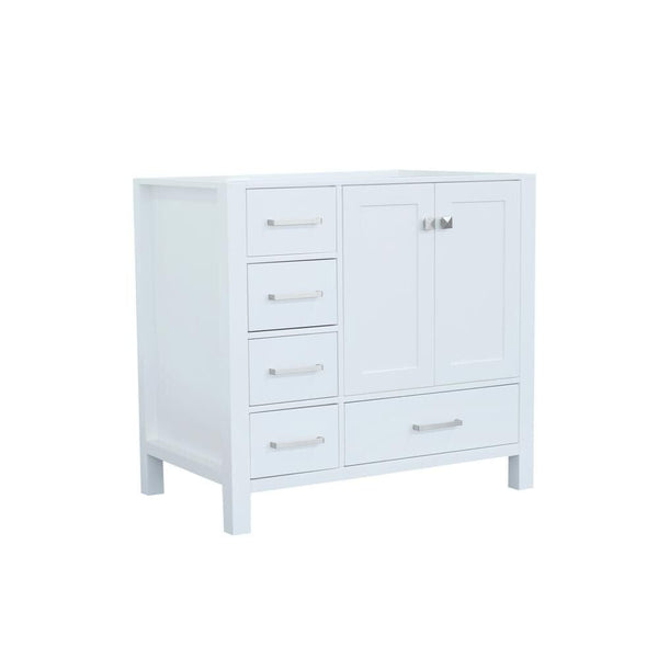 Right Offset Single Sink Base Cabinet In White 