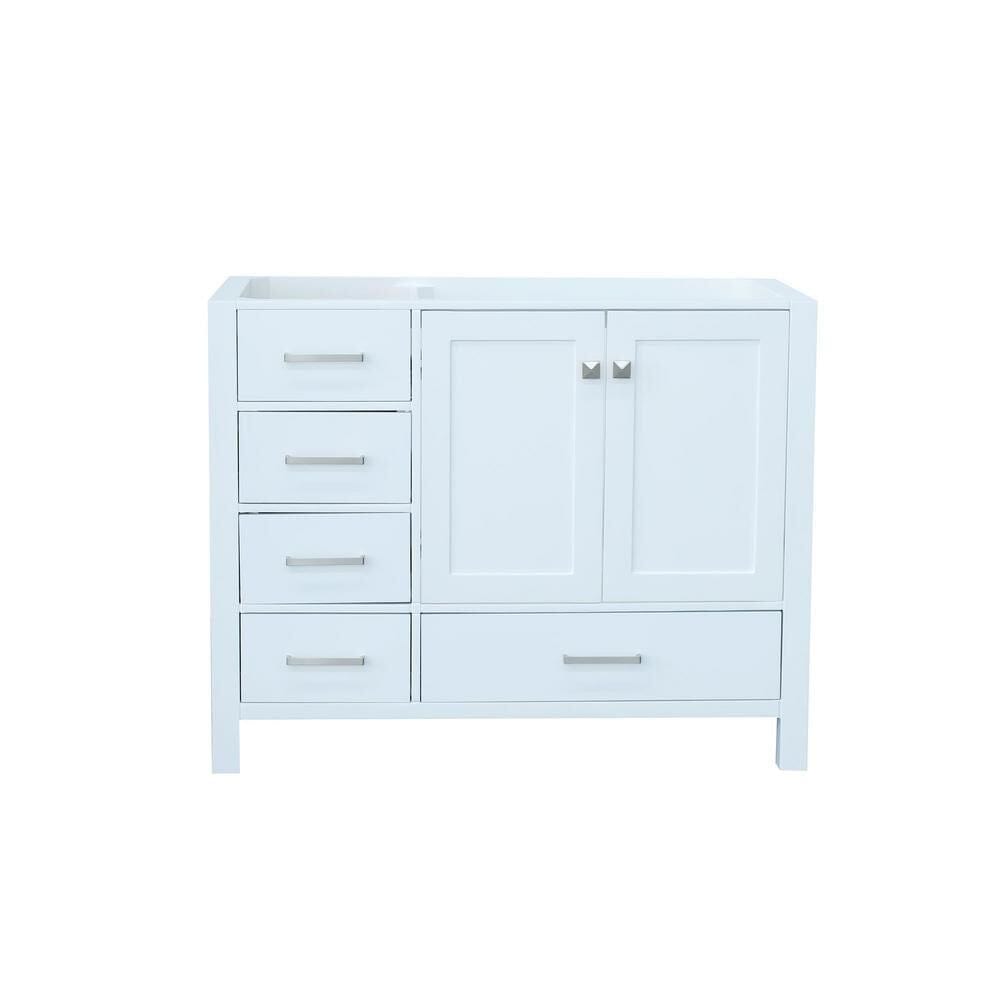 42" Right Offset Single Sink Base Cabinet In White 