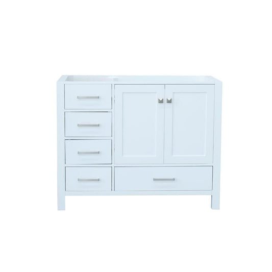 42" Right Offset Single Sink Base Cabinet In White 