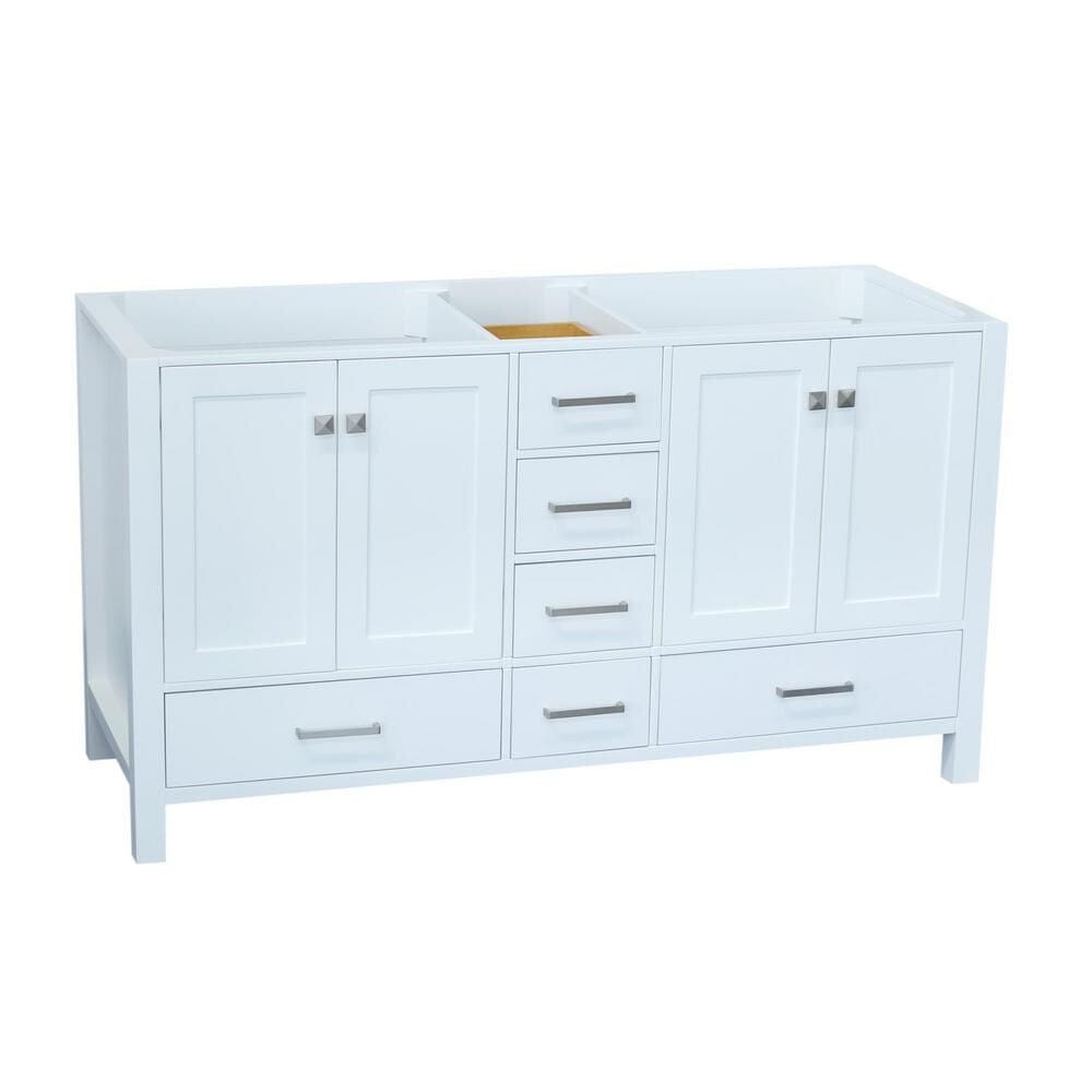 60" Double Sink Base Cabinet In White