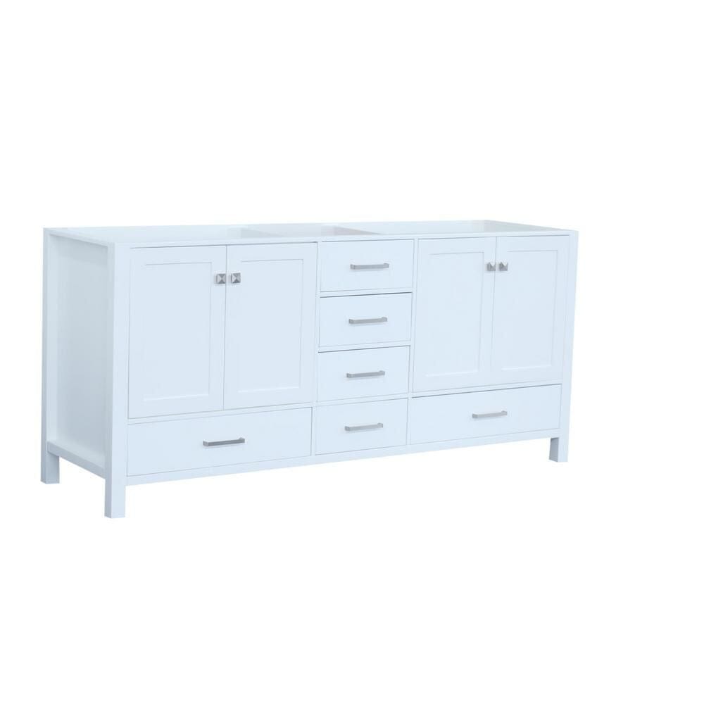 72" Double Sink Base Cabinet In White