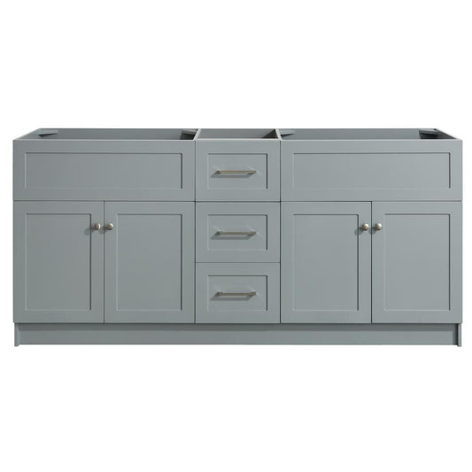 72" Double Sink Base Cabinet In Grey