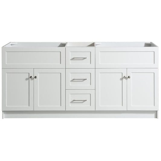 72" Double Sink Base Cabinet In White