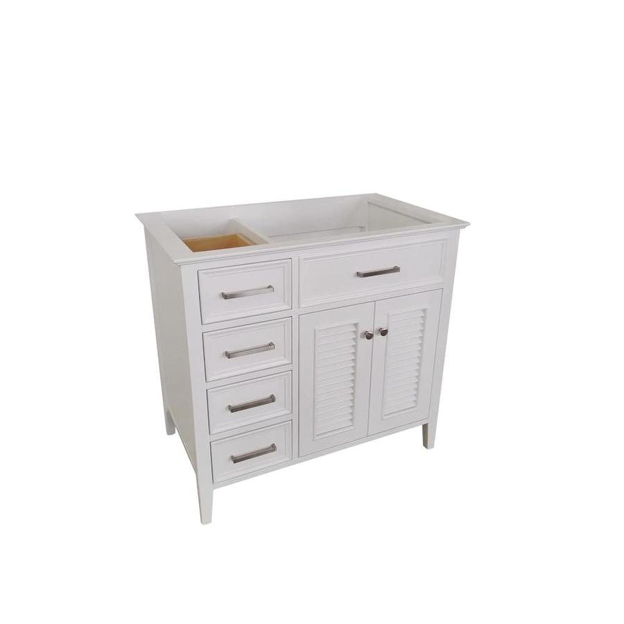 36" Right Offset Single Sink Base Cabinet In White 