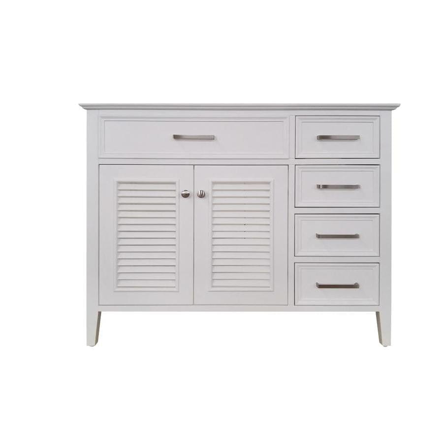 42" Left Offset Single Sink Base Cabinet In White 