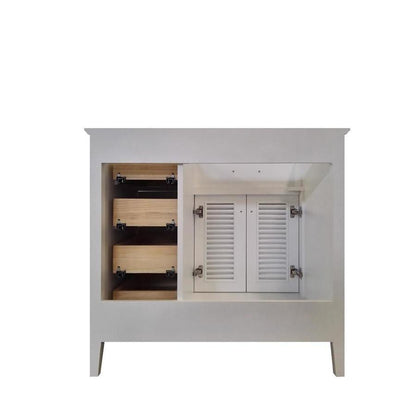 Ariel Kensinton 36 Left Offset Single SInk Base Cabinet In White