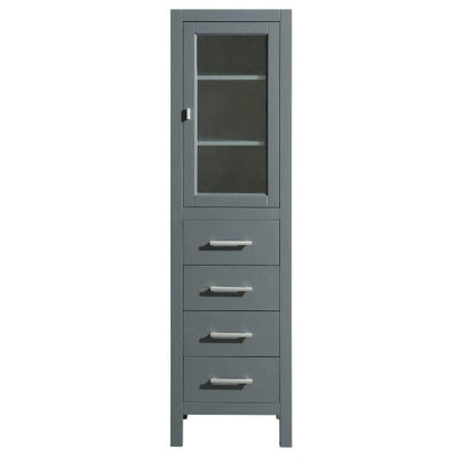 Design Element London 66" Gray Transitional Tall Linen Cabinet