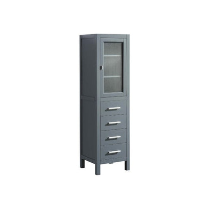 Design Element London 66" Gray Transitional Tall Linen Cabinet