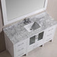 Design Element B60-DS-W | Stanton 60" Single Sink Vanity Set with Marble Top in White and Mirror