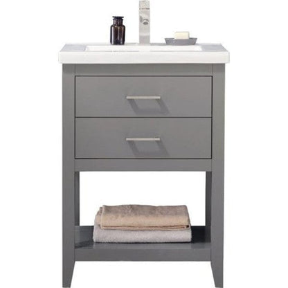 Design Element Cara 24" Gray Modern Single Sink Vanity