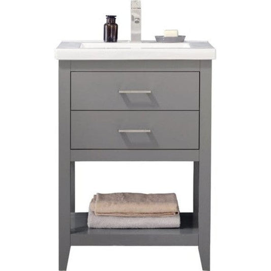 Design Element Cara 24" Gray Modern Single Sink Vanity