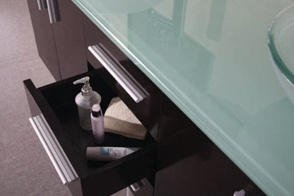 Design Element DEC005 | Portland 61" Double Sink - Wall Mount Vanity Set in Espresso