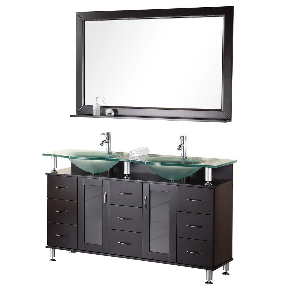 Design Element DEC015D | Huntington 60" Double Sink Vanity Set in Espresso